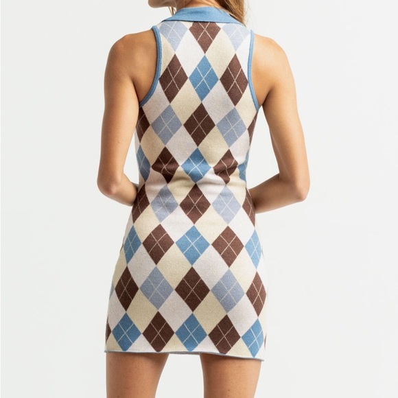 RSQ Argyle Diamond Short Sweater Dress Size 2XL Sleeveless Collar V-Neck NEW - Picture 11 of 12